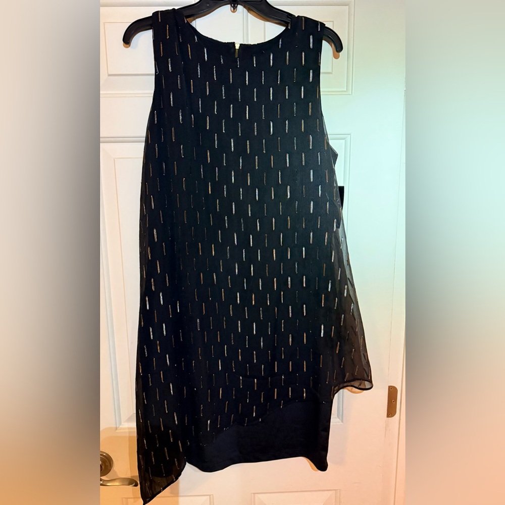 NWT Elegant Black Dress with Subtle Gold Thread Pattern